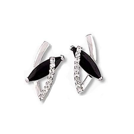 Black Marquise Earrings with Cubic Zirconias - Click Image to Close
